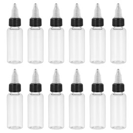 PATIKIL 1oz(30ml) Plastic Dispensing Bottle, 12Pcs Squeeze Empty Bottles with Black Twist Cap for Liquids, Inks, Oils, Sauces, Arts and Crafts, Transparent