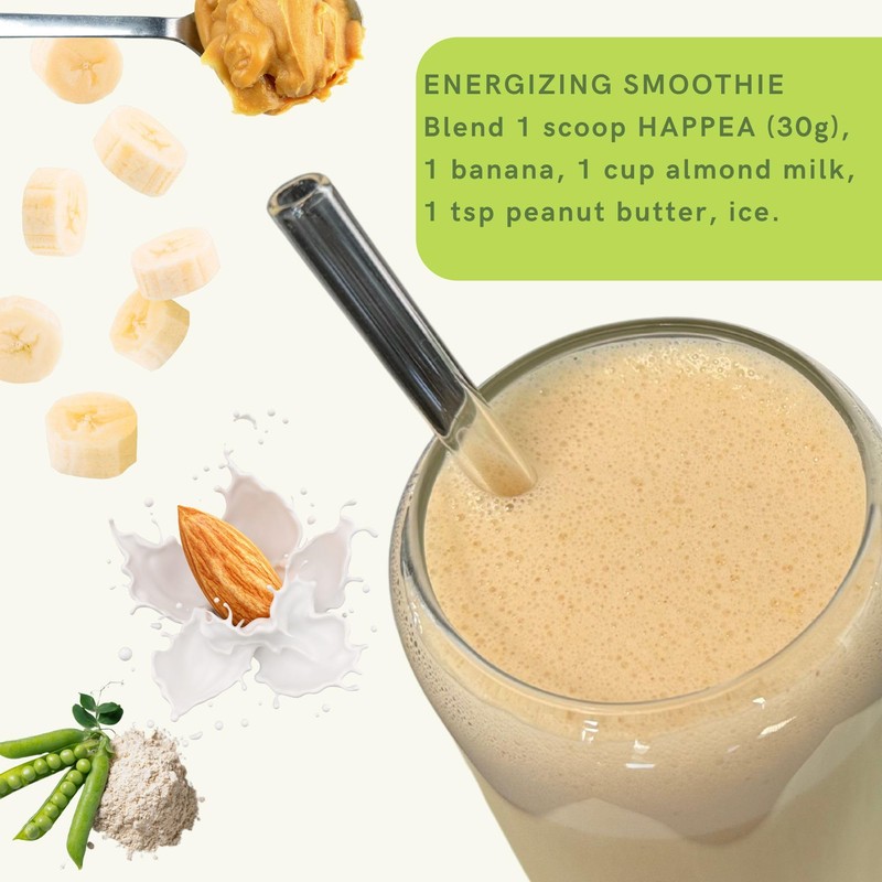 HAPPEA 100% Pea Protein 600 g, Vegan Protein Powder, Purely