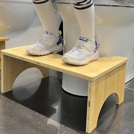 Bamboo Toilet Stool for Adults,Squatting Poop Stool with Anti-Slip Strip,Toilet Potty Stool,7 Inches Collapsible Bathroom Stool, Toilet Assistance Step Stool,Portable and Space-Saving,Healthy Gifts