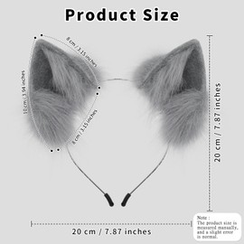 HAOAN Handmade Faux Fur Animal Cat Ears Headband Furry Fox Wolf Hairhoop Headwear Costume Accessory