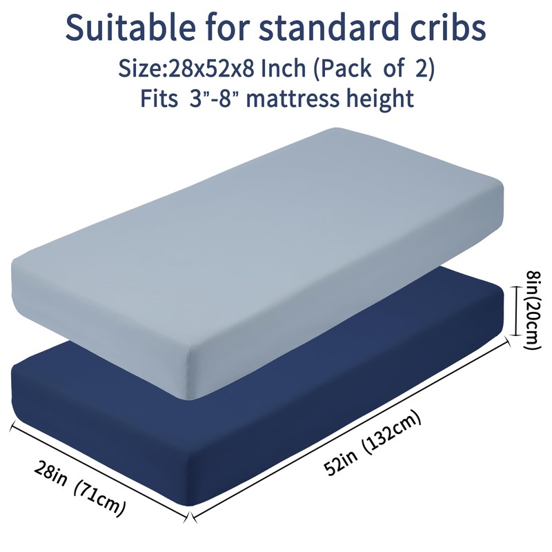 GUNTAIL Baby Crib Sheets for Boys Girls, 2 Pack Fitted