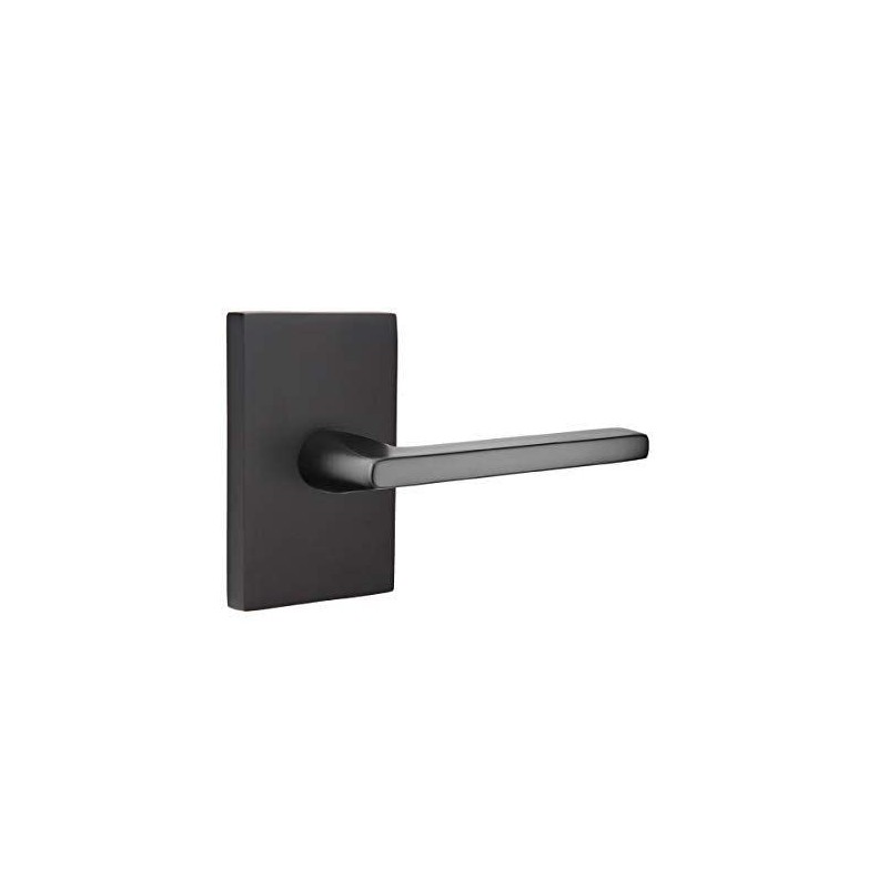 Emtek Privacy Set, Modern Rectangular Rosette, Helios Lever, Satin Nickel,