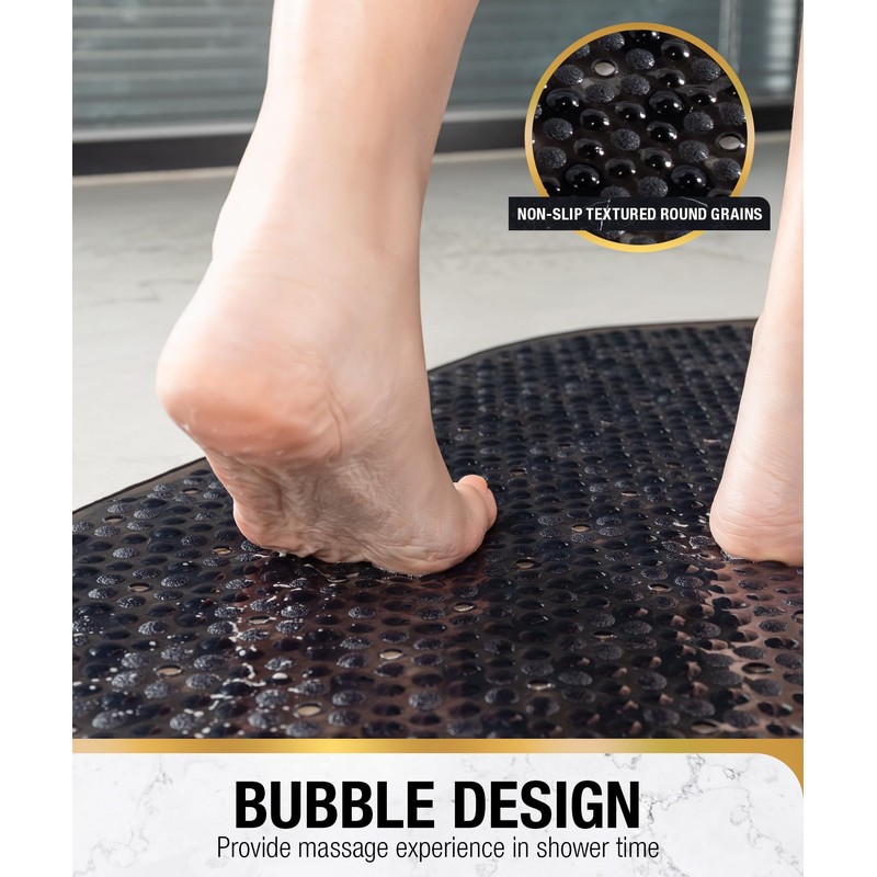 HITSLAM Oval Bath Mat Non Slip, 68x38 CM Bubble Shower