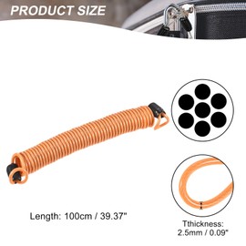 sourcing map Reminder Cable, Disc Lock Reminder Cable Security Steel Spring Wire Alarm Coil Rope 8.2feet 2.5mm Vinyl Coated with Double Loop for Bike Motorcycle Scooters Helmet, Orange