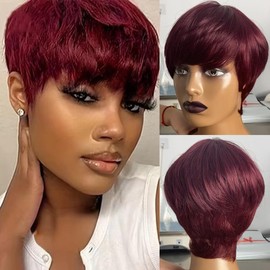 Luxclipse Glueless Pixie Cut Wigs Human Hair - 13x4 HD Transparent Lace, Pre-Plucked, 180% Density, Breathable, Tangle-Free Real Hair