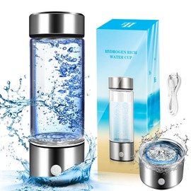 Hydrogen Water Bottle Portable, Hydrogen Water Bottle Generator USB Rechargeable, Hydrogen Water Ionizer Machine Health Cup for Home Travel (Silver)