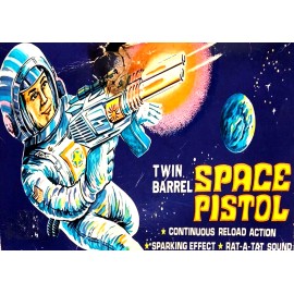 Space Pistol Twin Barrel Label Handmade Fridge Magnet 2.5" x 3.5" 1800 in store