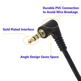 SinLoon 3.5mm TRRS Cable, (2-Pack) Gold Plated 90 Degree Right & Left Angled 3.5mm Stereo 4-Pole Male to Male Auxiliary Audio Cable for Smartphones,Tablets,Players Microphone(4-P,9inch)