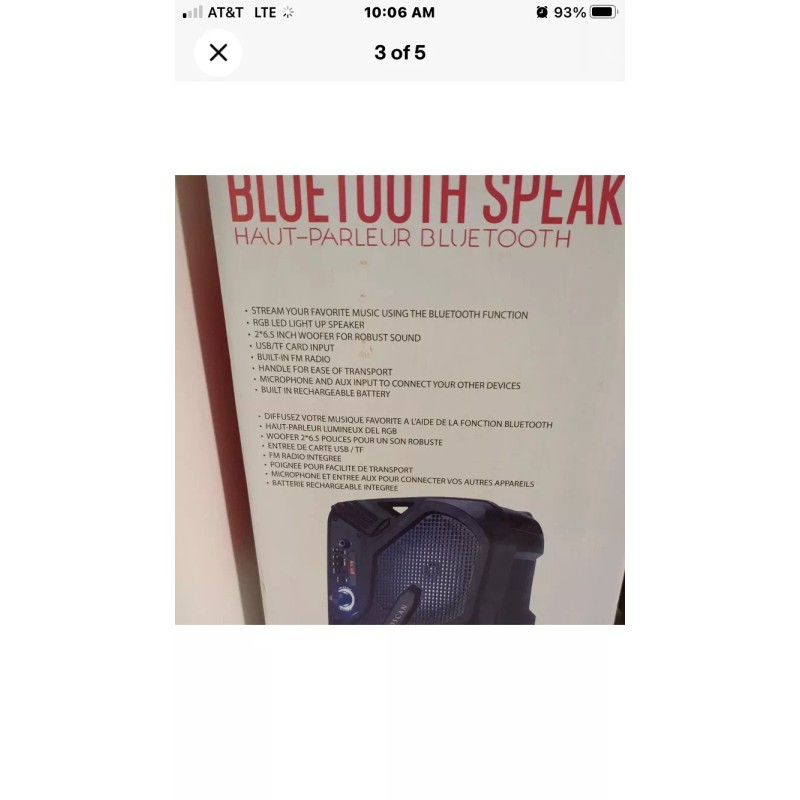 Proscan Tailgater 10-Watt Bluetooth Indoor Portable Speaker Rechargeable Batt