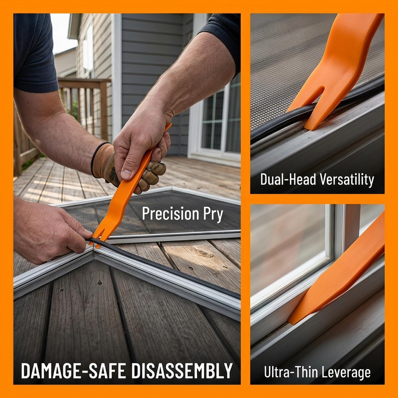 Window Screen Removal Tool - 9-Inch, Scratch-Free, Dual-End, Orange