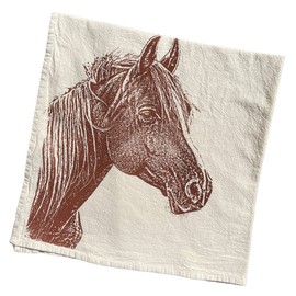 Horse Tea Towel - Hand Printed Flour Sack Tea Towel, Dish Towel, Hand Towel