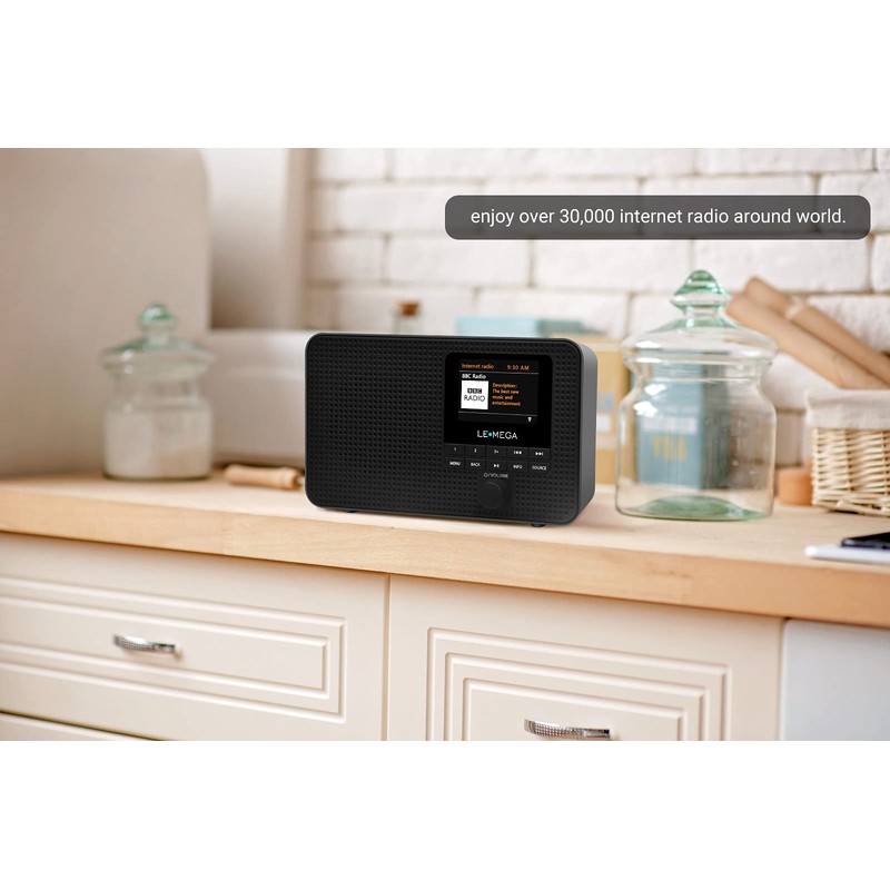 LEMEGA IR1 Portable WiFi Internet Radio,FM Digital Radio,Bluetooth Speaker,Dual Alarms