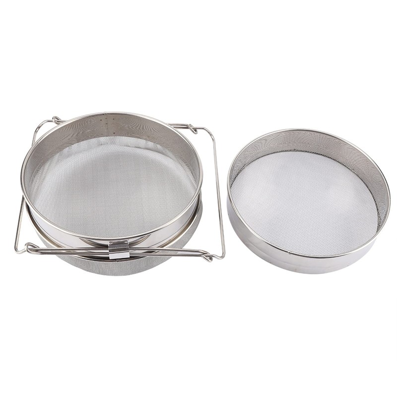 Large Double Layer Stainless Steel Honey Strainer Filter Set with