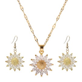 YEELEWO Collares de Mujer, Pendientes Girasol Conjunto Collar, Alta joyería femenina, Regalo de cumpleaños para mamá esposa novia hija, regalo de San Valentín.
