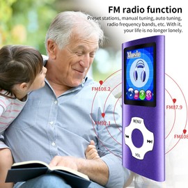 Mymahdi MP3/MP4 Player, Purple with 1.8" LCD Screen and Memory Card Slot, Max Support 128GB