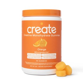 Create Creatine Monohydrate Gummies for Men & Women, Boost Focus, Strength, and Endurance, Anti-Melting Formula, Vegan, Gluten-Free, Non-GMO, 1.5g of Creatine per Gummy (Orange, 90 ct)