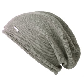 CHARM 100% Silk Seamless Knit Hat, Made in Japan, One Size Fits Most, 5 Colors, Medical Hat, Large Size, Breathable, gray
