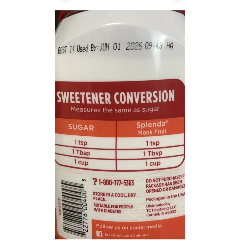 SPLENDA (Lot Of 4) Splenda Monk Fruit Zero Calorie Sweetener