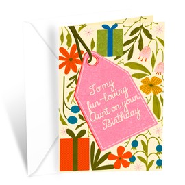 Prime Greetings Birthday Card For Aunt, Made in America, Eco-Friendly, Thick Card Stock with Premium Envelope 5in x 7.75in, Packaged in Protective Mailer