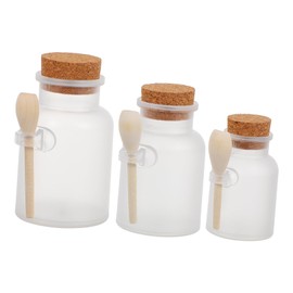 ABOOFAN 3pcs Frosted Transparent with Spoon and Cork Lid Wide Mouth Sub Packaging Bottles for Mask Powder and Cosmetic Storage Leak Sealed Design for Personal Care and Beauty Salon Use