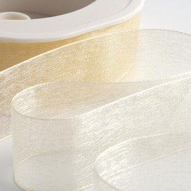 Italian Options Organza Chiffon Ribbon, 25mm x 20 Metre Roll, Cream