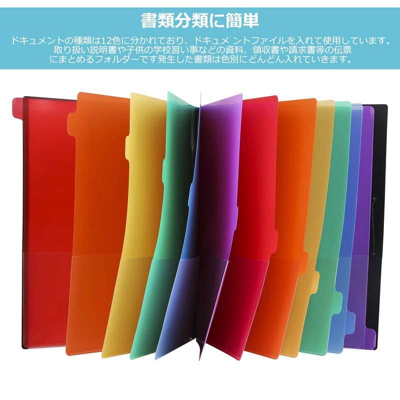 YIYI Document Files A4 Folder 12 Pockets File Case Freestanding