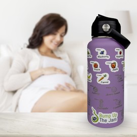 Pregnancy Water Bottle Tracker - 32 Ounce Stainless Steel - Includes Weekly Pregnancy Tracker Stickers (Lavender Color)