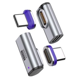 BITHAI USB C Magnetic Adapter 240w, (2 Pack) 90 Degree Magnetic USB C Adapter 24 Pin with PD Fast Charging USB4 40Gbps 8K 60Hz for Thunderbolt 3/4, MacBook Pro/Air and More Type C Devices