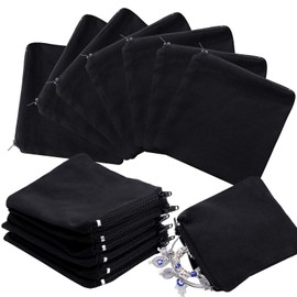Geosar 24 Pcs Silver Storage Bags, Christmas Anti Tarnish Jewelry Zippered Pouches Keeper, for Silverware Protector Bags(4 x 4 Inch,Black)