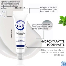2 PCS 7.5% Hydroxyapatite Toothpaste for Enamel Repair & Sensitivity Relief, Nano Hydroxyapatite Toothpaste - Fluoride-Free Formula, Gentle and Effective Formula, Fresh Breath (2 x 120g)