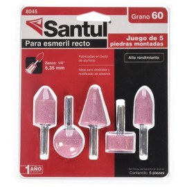 Santul 8045 Juego de 5 Piedras Montadas, Grano 60, Zanco 1/4"