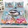 AILONEN Shark Fitted Sheet Sets Twin XL Size,3D Printed Ocean