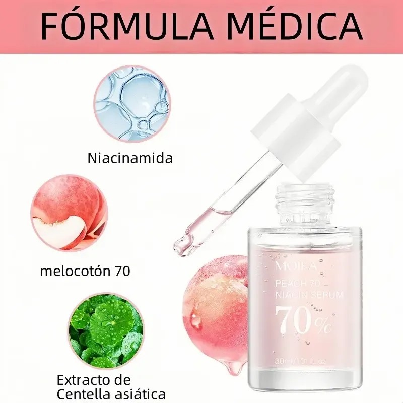 Peach Suero Facial Niacinamida 70% Hidratante Iluminador 30ml Coreano