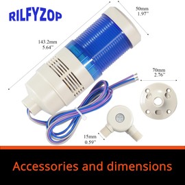 Rilfyzop Industrial Signal Tower Light | Multi-Color LED Indicator Light | Built-in Buzzer | High Brightness | Suitable for Industrial Equipment Alarming | AC 110-120V, Durable Design| T50-1TJB Blue