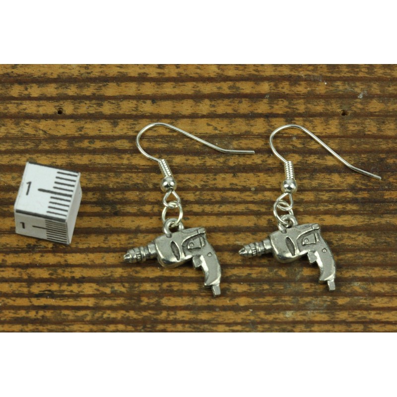 Miniblings Earrings Mini Drill Drilling Machine Drilling Machine Tool Hanger