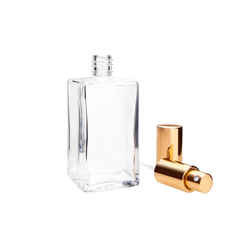 Atomizzatore Brand Fantasy Model Bottle in vetro trasparente, quadrato, con