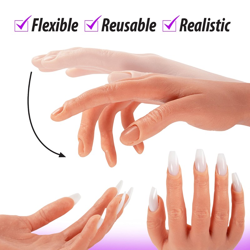 Professional Silicone Practice Hand for Acrylic Nails by Nail Nobility