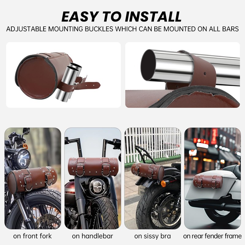 DREAMIZER Motorcycle Bag Universal Motorcycle Saddle Bags PU Leather Motorcycle