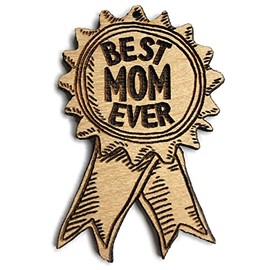 Best Mom Ever Award Ribbon Ornament | Cute Mother's Day Gifts for Mom Wood Rear View Mirror Hanging Holiday Decoration
