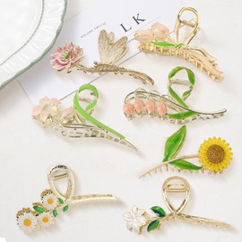 7 Stück Haarklammer Blume, Haarspangen Damen, Flower Hair Clip für Dickes Haar, Claw Clip Kann Als Geschenk für Mädchen Verwendet Werden
