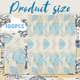 100pcs Sea Fans Guest Napkins Disposable Paper Pack Coastal Napkins for Summer Bathroom Powder Room Wedding Anniversary Holiday Bridal & Baby Shower Decorative Towels