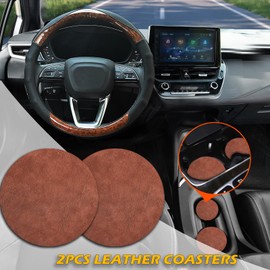Muamos Wood Grain Steering Wheel Cover Car Steering Wheel Covers 14.5-15 inch with Coasters Microfiber Leather Splicing Breathable Anti-Slip Durable Universal Auto Steering Wheel Protective