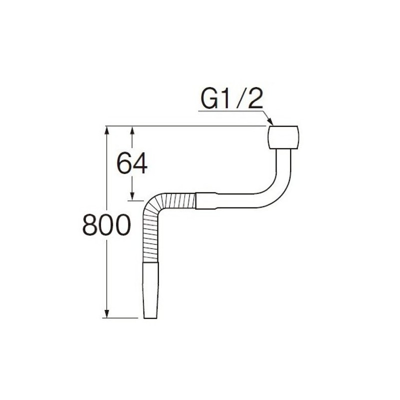 SANEI Benley Pipe for Kitchen, Bellows Type, Length 31.5 inches