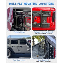 for Jeep Flag Pole Mount JL Flag Mount Flagpole Holder Tailgate Flag Pole Mount Bracket Tailgate Hinge Flag Pole and CB Antenna Holder Compatible with Jeep Wrangler JK JKU JL Unlimited 2007-2024 JL
