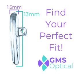 GMS Optical Premium Grade Soft Silicone - D -Shape Screw-in Silicone Nose Pads (Available Sizes 13mm,15mm,17mm,19mm) (D-Shape Screw-in 13MM, 10 Pair)