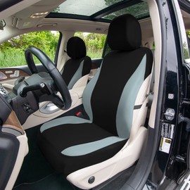 TLH Universal Fit Automotive Seat Covers Gray Black Cloth Car Seat Covers Full Set, Car Seat Protector Interior Accessories Classic Flat Cloth Car Seat Covers fit for Most Cars, Trucks, SUVs or Vans