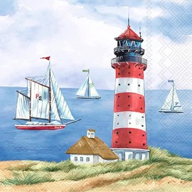 20 Napkins Lighthouse Surrounds the Sea | Maritime | Sailing Boat | Summer | Table Decoration | Decoupage | Decoupage | Decoupage | 33 x 33 cm