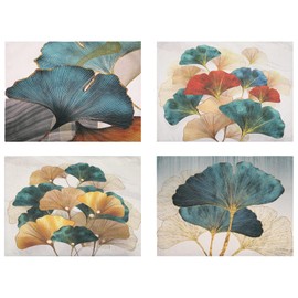 Table Mats Fabric Linen Dining Table Place Mats Washable Place Mats Blue Green Ginkgo Biloba Red Brown Pattern Dining Room Placemats Rectangular Placemats Indoor Outdoor Kitchen Decorations 45 x 32 cm