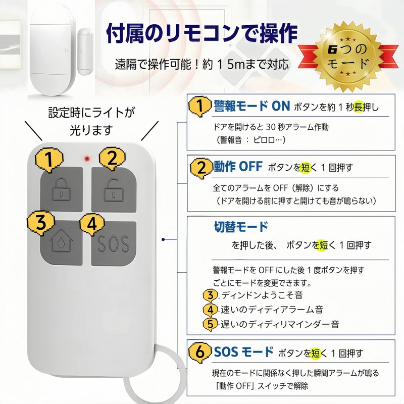 Korekaou Security Buzzer for Window and Door with Remote Control,