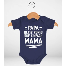 MoonWorks® Baby Bodysuit with German Text Funny Papa bleib ruhig ruf einfach Mama/Oma Organic Cotton Boys & Girls, Mama Navy